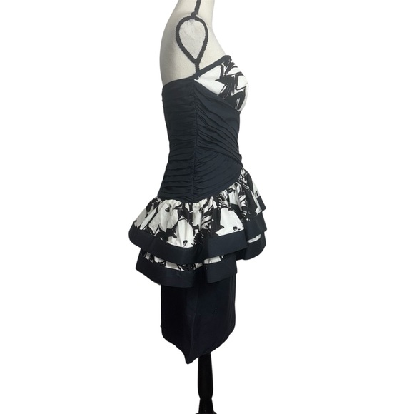 Cache Black White 80s Style Peplum strapless dress - Picture 7 of 10
